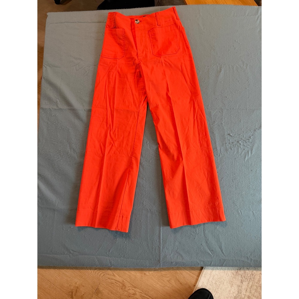 Maeve Anthropologie The Colette Orange High Rise Wide Leg Pants 29 Full length